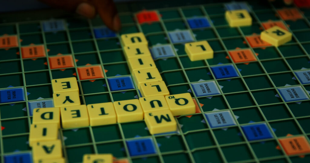 Close-up of a Scrabble Board